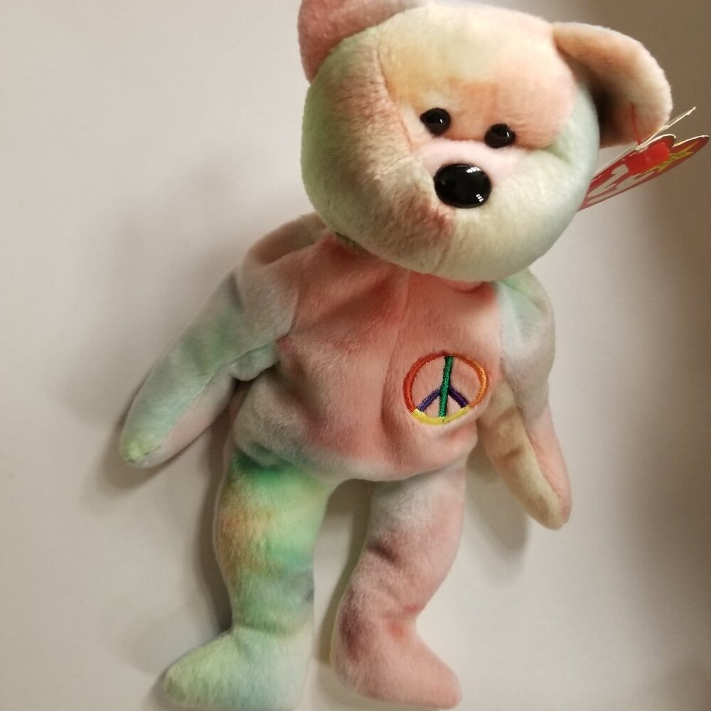 Rare Mint: Beanie Babies (Retired Peace Bear (1996) P.E. Pellet Collector's Item